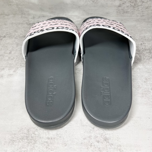 Adidas Adilette Comfort Slides gray/white/pink Size 10 - Picture 4 of 6